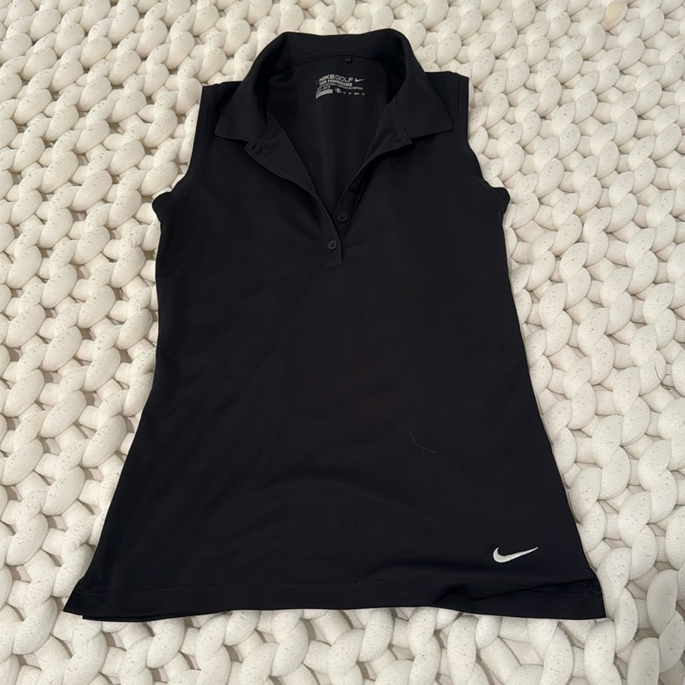 Nike Black Fitted Tank Top Polo